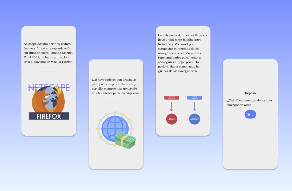 Ejemplos de pestañas deslizables disponibles en la aplicación de Lecthur para iOS y Android